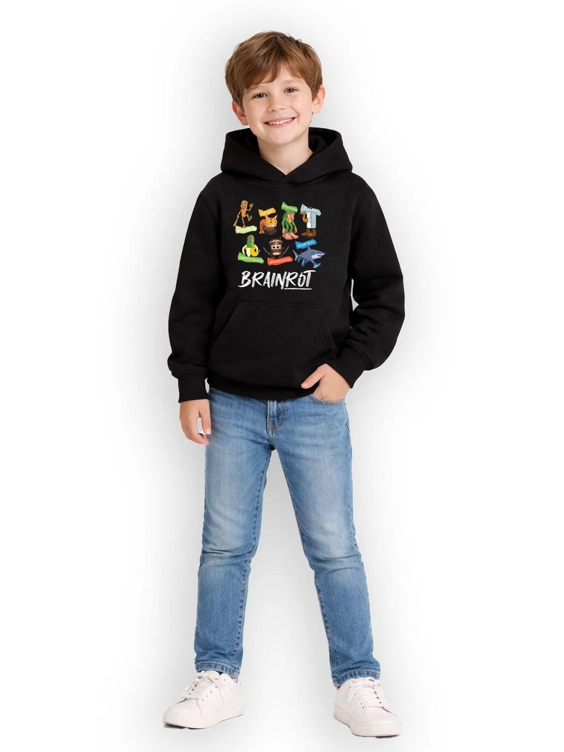 Худи с принтом Brainrot Brand Threads, черный