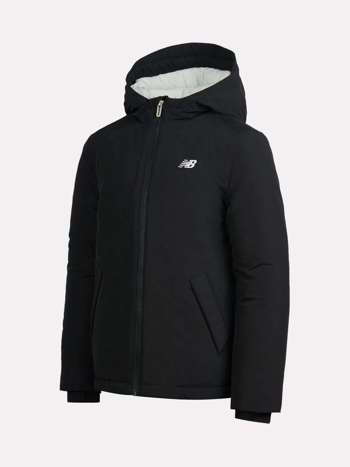 Пуховик детский New Balance, Lifestyle Contrast Puffer Hoodie, Black — фото 3