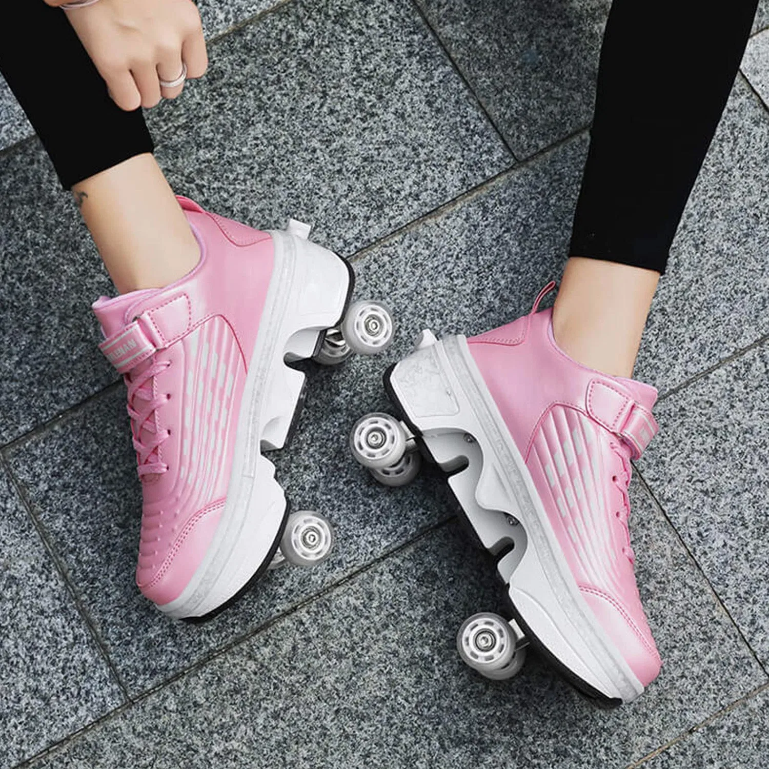 Детские кроссовки-ролики с выдвижными колесами RDJSHOP, Pink — фото 3