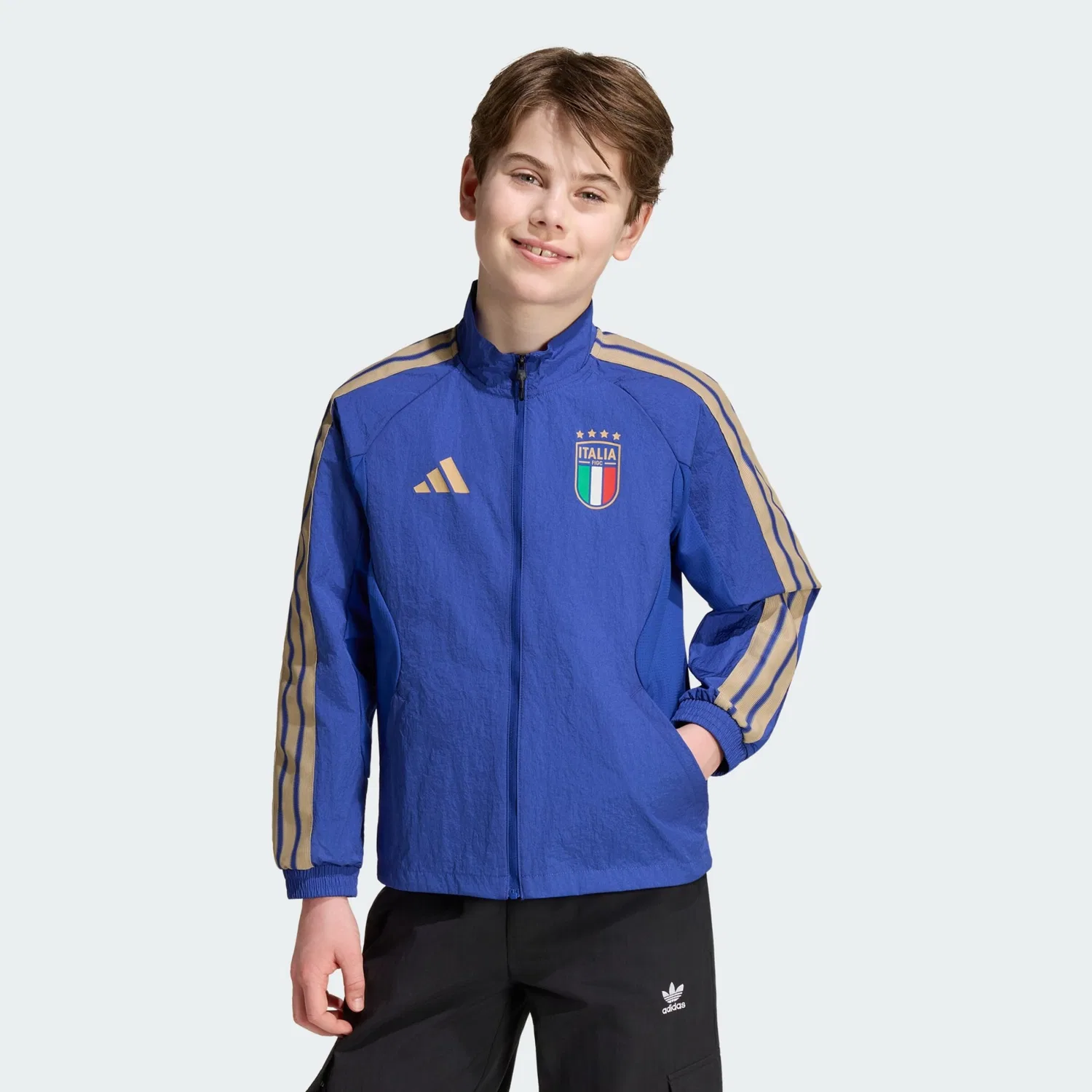 Спортивная куртка Adidas Performance Italien Anthem синего цвета — фото 2