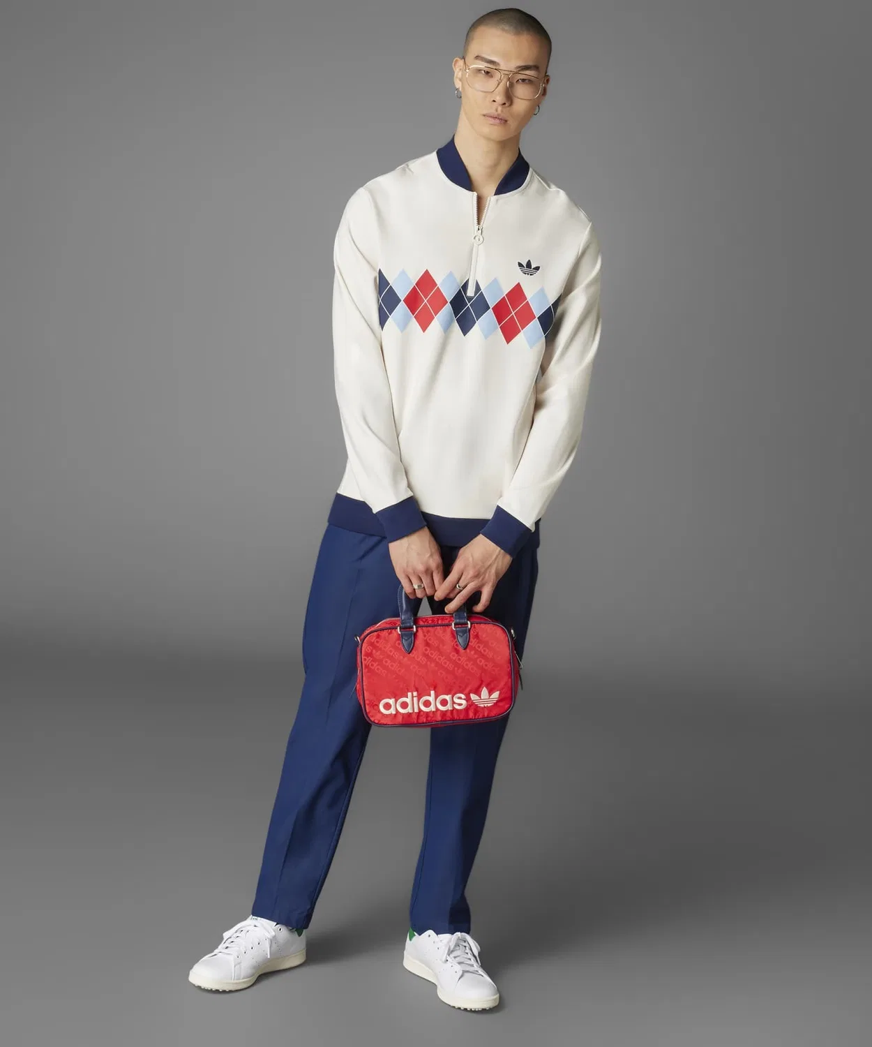 Мужской свитшот с четверть-застежкой, модель HZ Adidas, White — фото 3