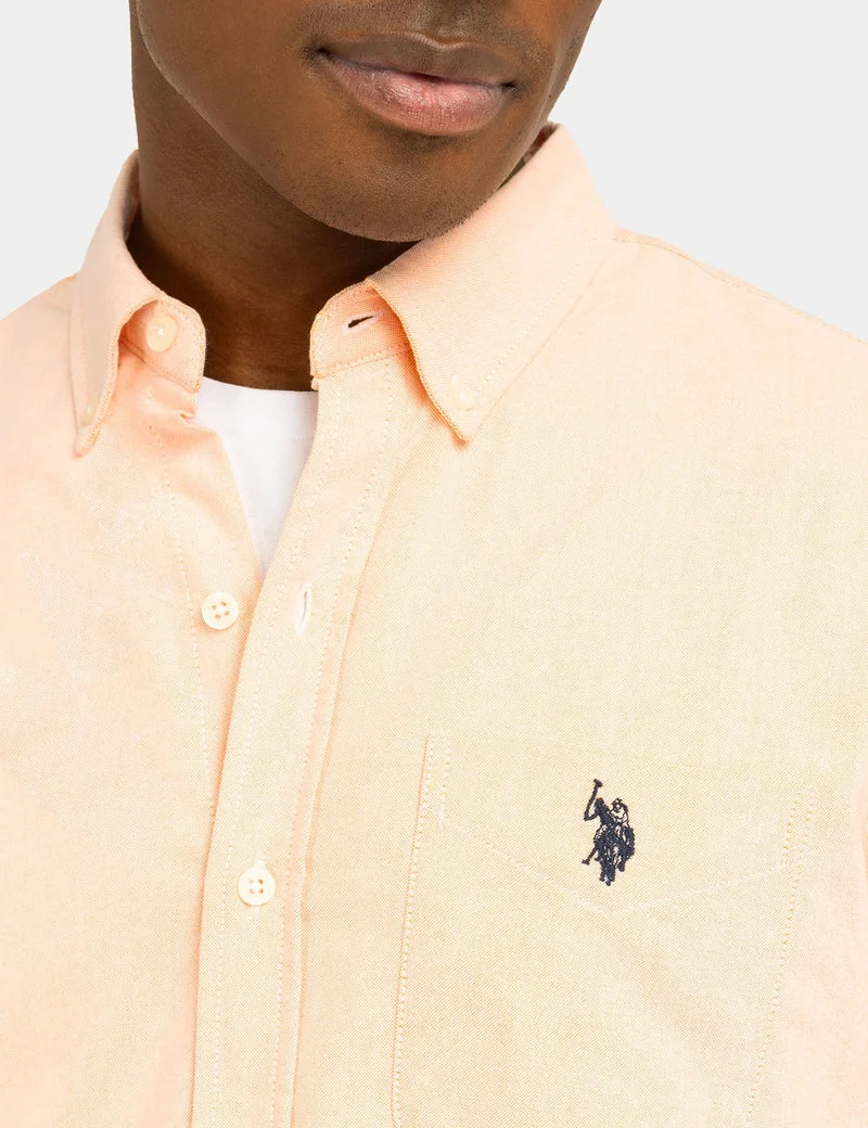 Мужская рубашка U.S. Polo Assn. Long Sleeve Stretch Oxford, светло-оранжевый — фото 4