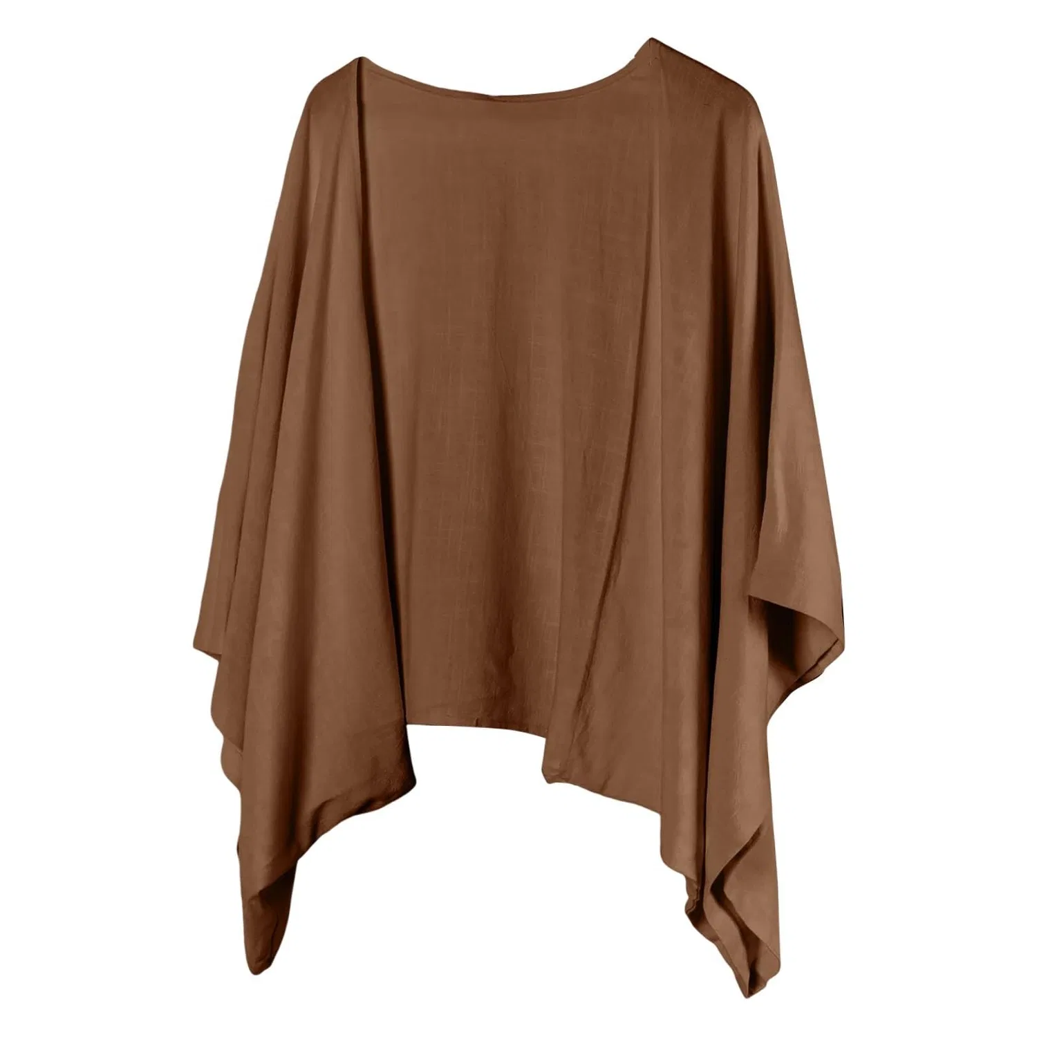 Женский кардиган-кимоно с рукавом 3/4 из хлопка и льна, Brown — фото 4
