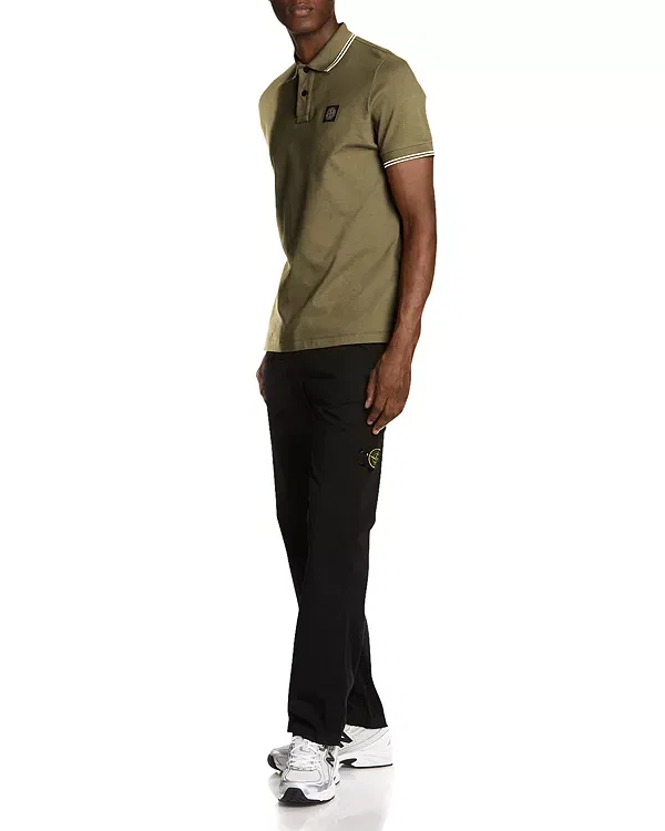Мужское поло с коротким рукавом Slim Fit Stretch Pique Tipped Polo Shirt Stone Island, Military Green — фото 3