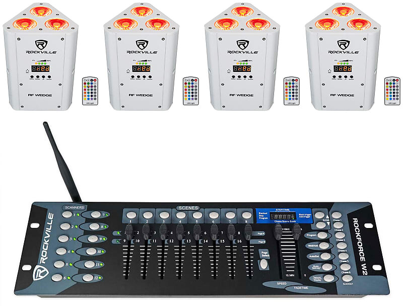 

Комплект Rockville RF WEDGE WHITE RGBWA + UV Батарея Wireless DMX Up Lights + Контроллер RF WEDGE WHITE + Rockforce W2