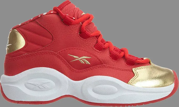 

Кроссовки question mid little kids 'scarlet gold' Reebok, красный