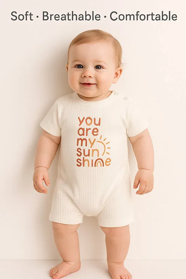 Детское боди-комбинезон с принтом You are my sunshine baby romper Gleamy, White