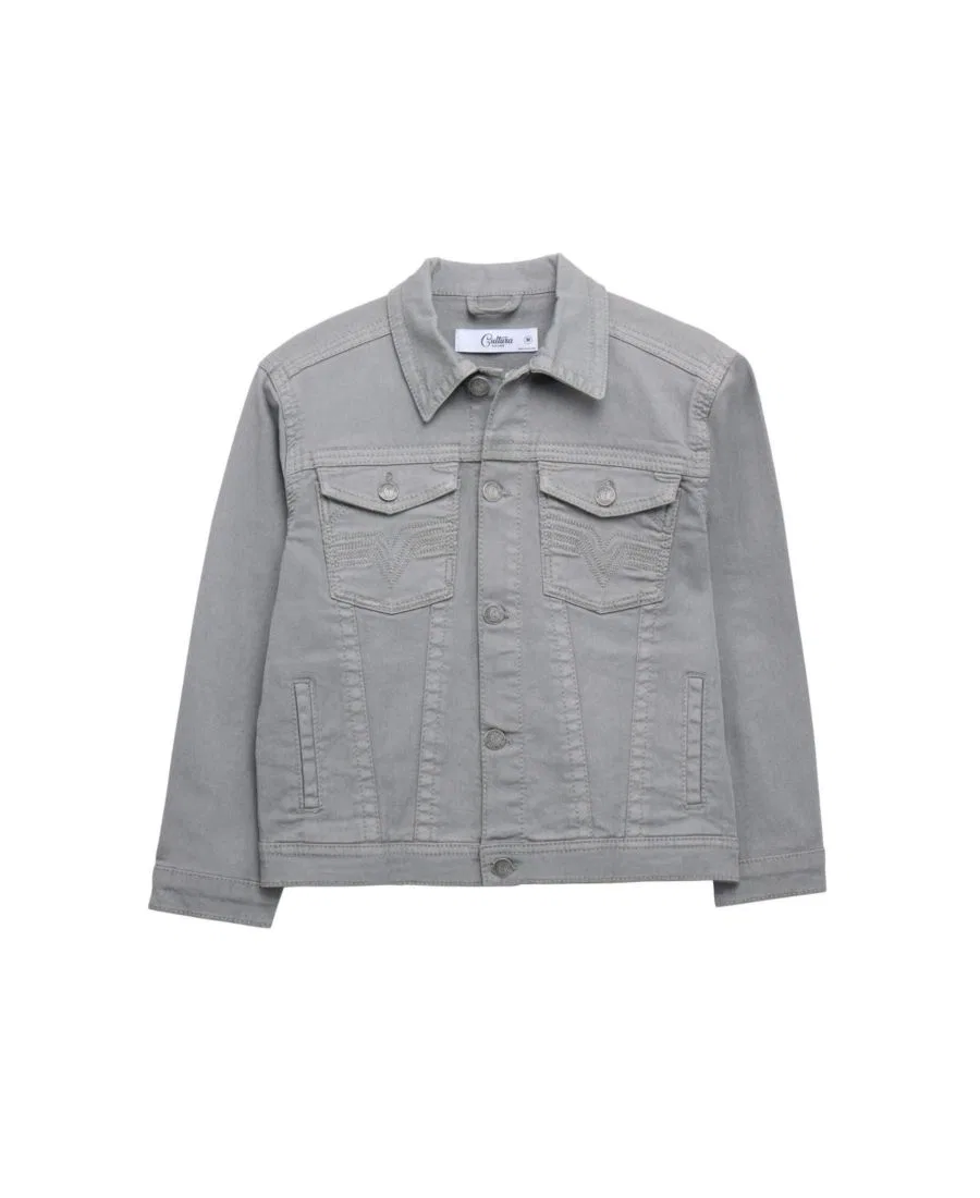 Джинсовая куртка с седловидной строчкой и накладными карманами CULTURA, Light Grey