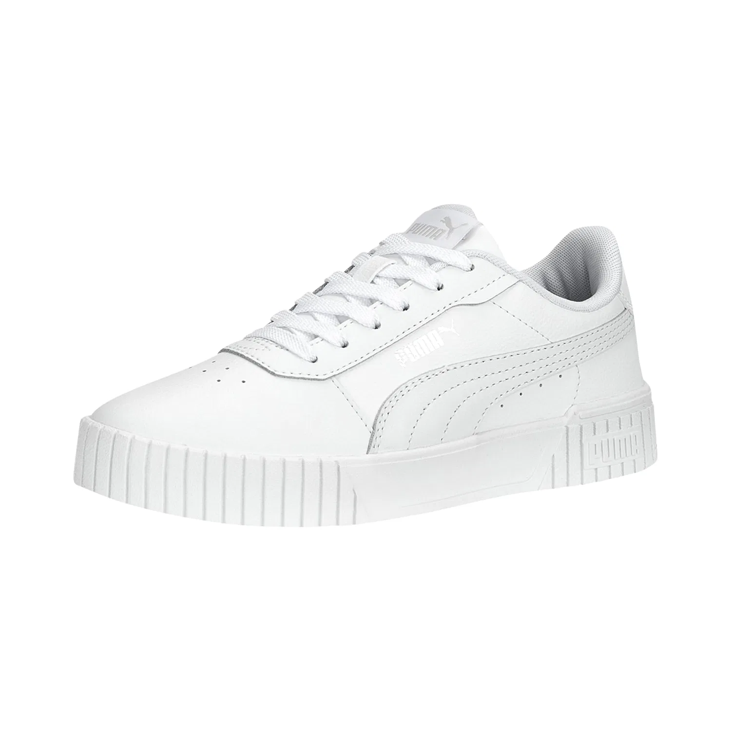 Детские кроссовки для девочек с перфорированным верхом Carina 2.0 PUMA, Wide White White Silver