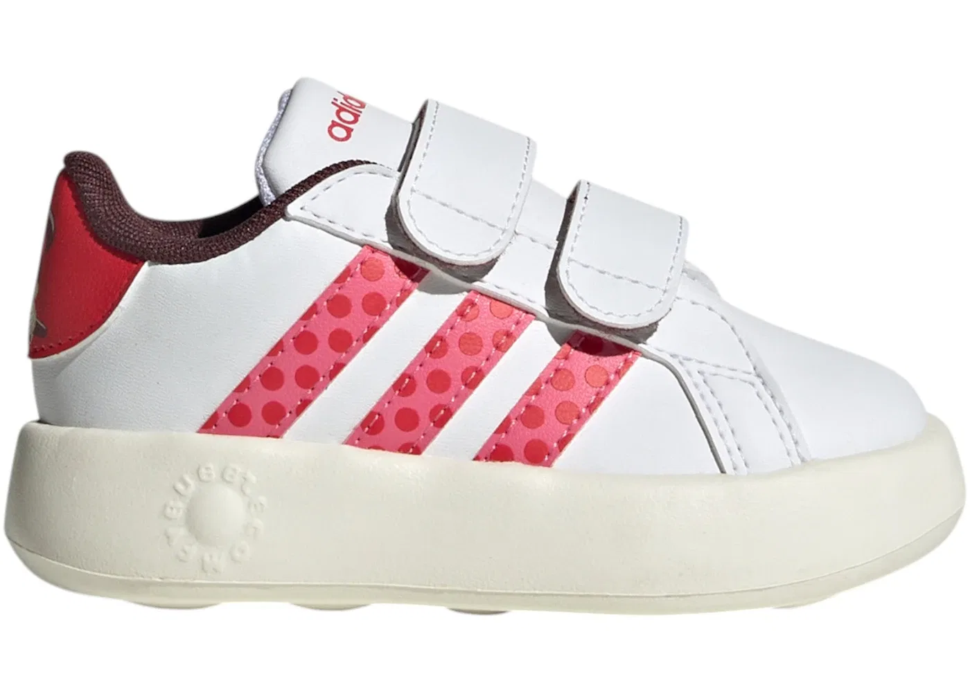 Детские кроссовки с принтом Adidas Grand Court 2.0 Disney Minnie, Cloud White Pink Fusion Pure Ruby