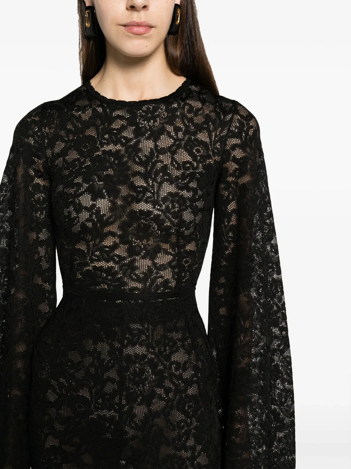 Dolce & Gabbana Платье мини кружевное черное — фото 3