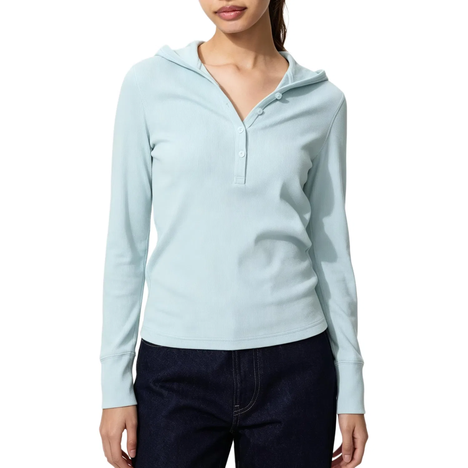 Женская футболка с капюшоном Light Blue UNIQLO, Light Blue
