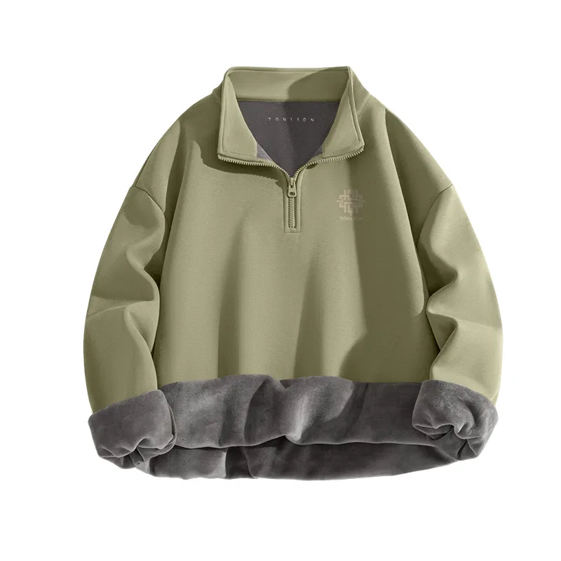 Детский свитшот утепленный на флисе Tonlion, Цвет Grey Bean Green