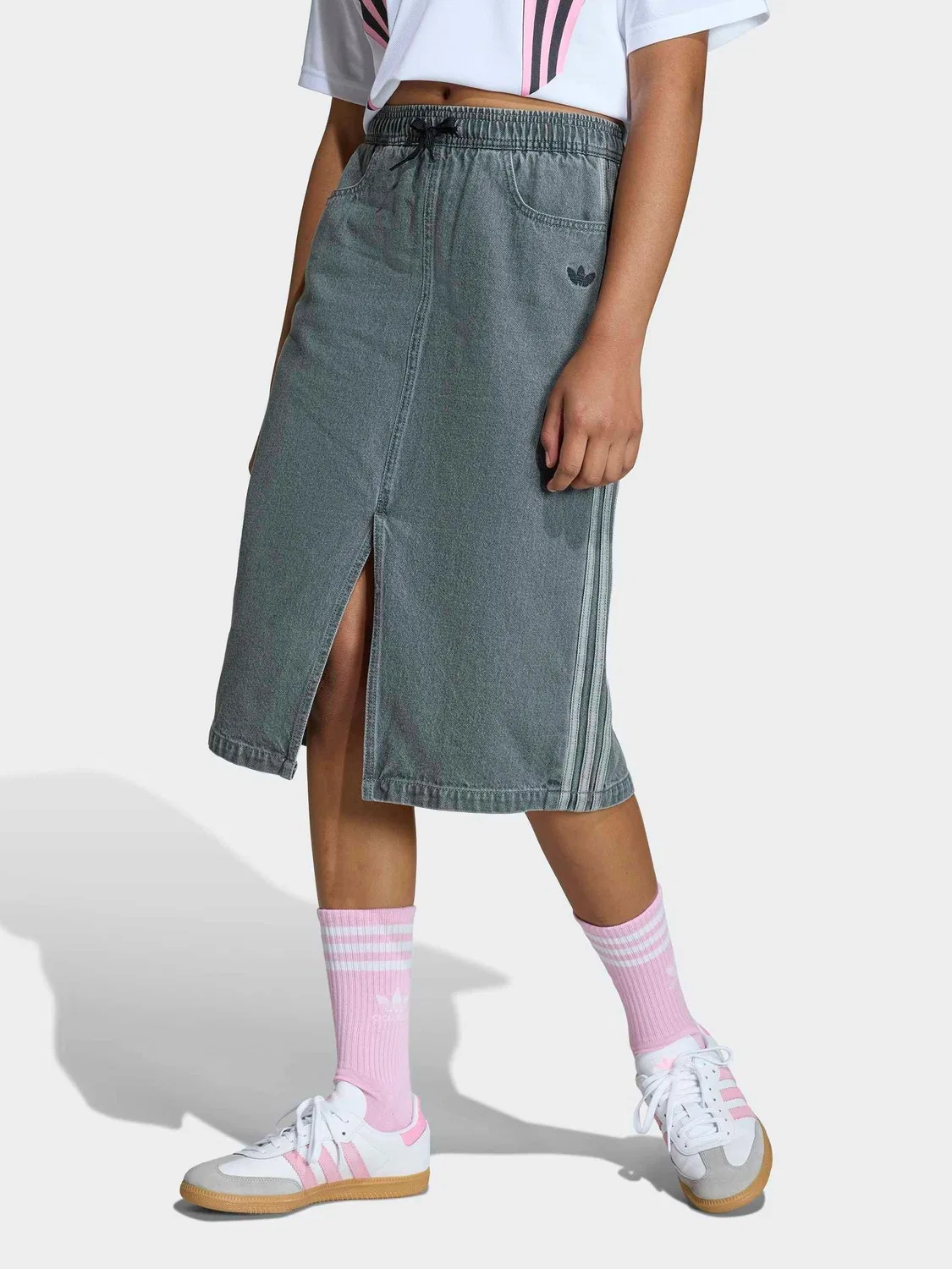 Юбка джинсовая миди adidas Originals Washed Denim, серый