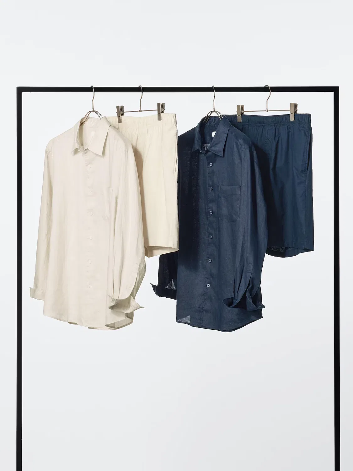 Шорты Uniqlo, льняные смесовые, темно-синий — фото 4