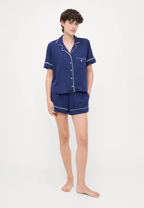 Пижама-комплект с коротким рукавом из хлопка и лиоцелла Polo Ralph Lauren, темно-синий — фото 2