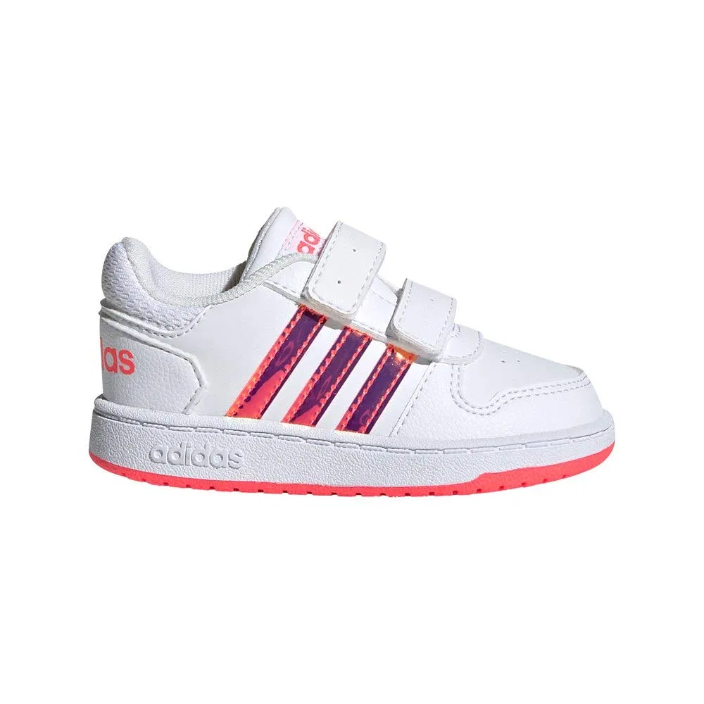 Детские кроссовки для мальчиков с липучками Hoops 2.0 Cmf I Adidas, Ftwr White Ftwr White Signal Pink — фото 2