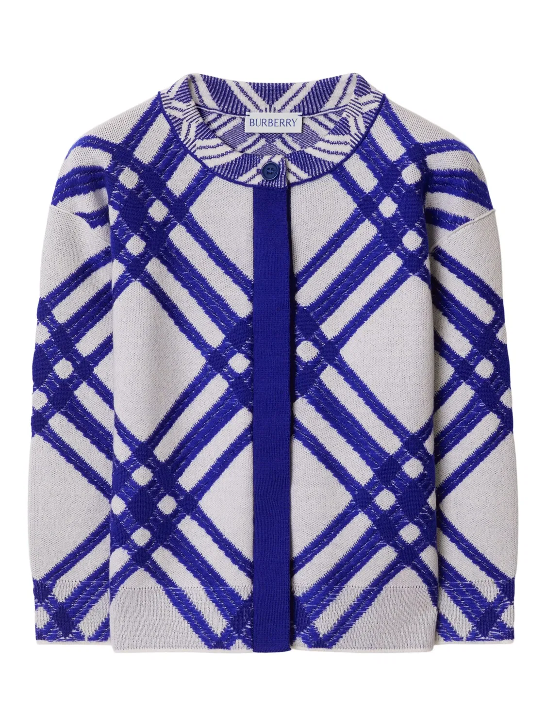 Пледный кардиган из шерстяной смеси Burberry, белый