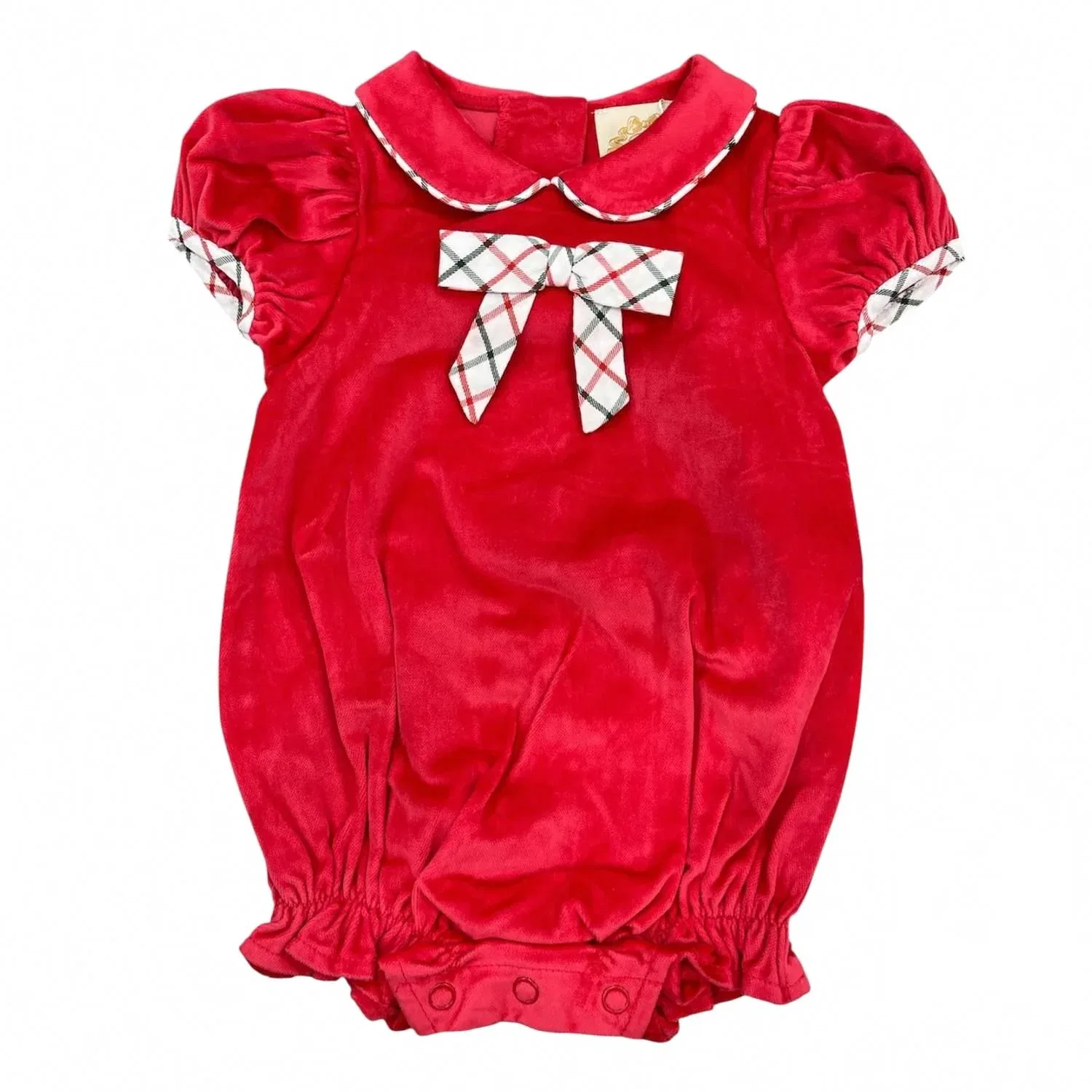Детский боди-комбинезон для девочек с бантом Banks Bow Bubble The Beaufort Bonnet Company, Red Velveteen