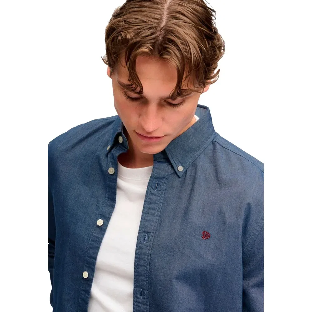 Мужская рубашка с длинным рукавом Preppy Oxford Superdry, Blue — фото 4