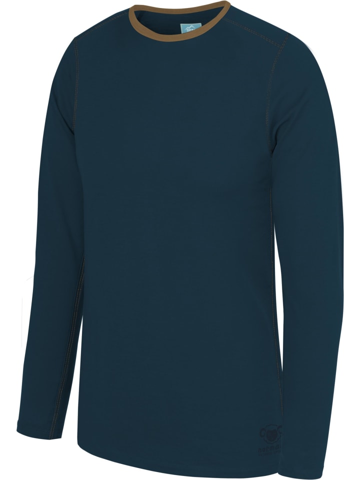 Normani Outdoor Sports Детский билингвальный топ с длинным рукавом из мериносовой шерсти, темно-синий — фото 2