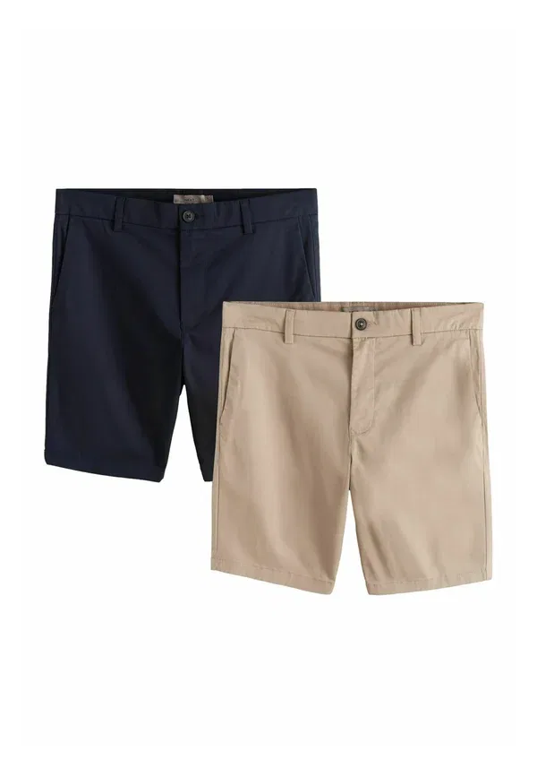 Комплект из 2 шорт чинос, хлопок с эластаном, Skinny fit - stretch chino shorts 2 pack, Next, Navy, Stone, темно-синий — фото 3