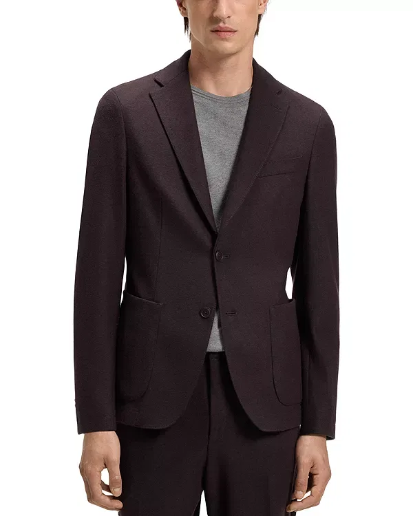 Мужской блейзер с технологичной фланелевой тканью Hanry Slim Fit Tech Flannel Jersey Unstructured Sport Coat Boss, Burgundy