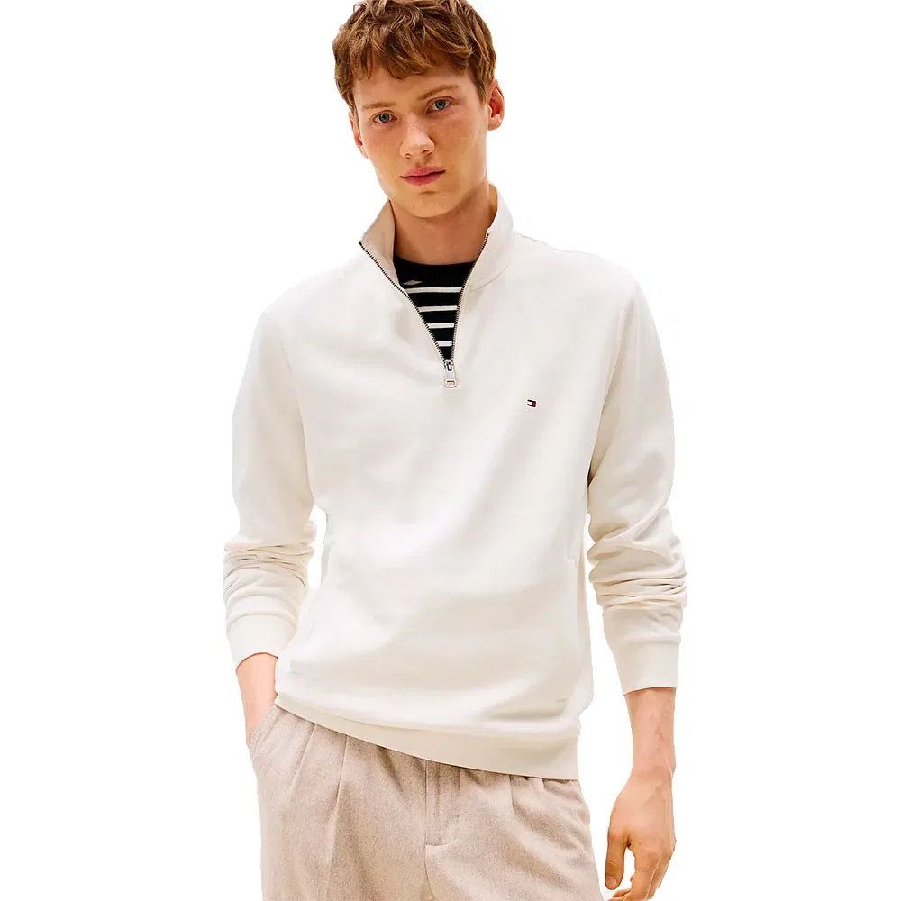 Свитшот полушерстяной с полузастежкой Tommy Hilfiger, белый