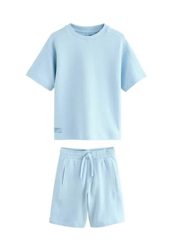 Комплект из футболки и брюк 3 шт, хлопок, Short sleeve and set 3 pack, Next, Light blue/Navy/Green — фото 2