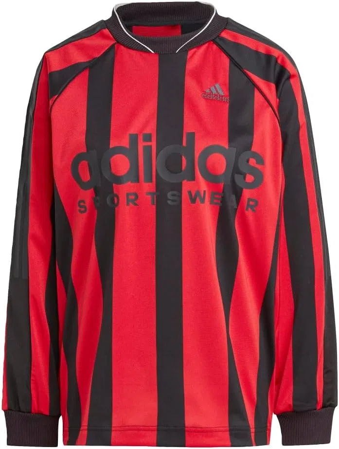 Женская футболка с длинным рукавом свободного кроя adidas, Black/Better Scarlet/White