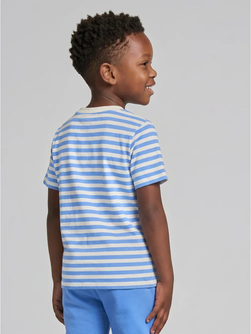 Футболка в полоску - футболка с принтом Tom Tailor, Mid Blue Off White Stripe — фото 3