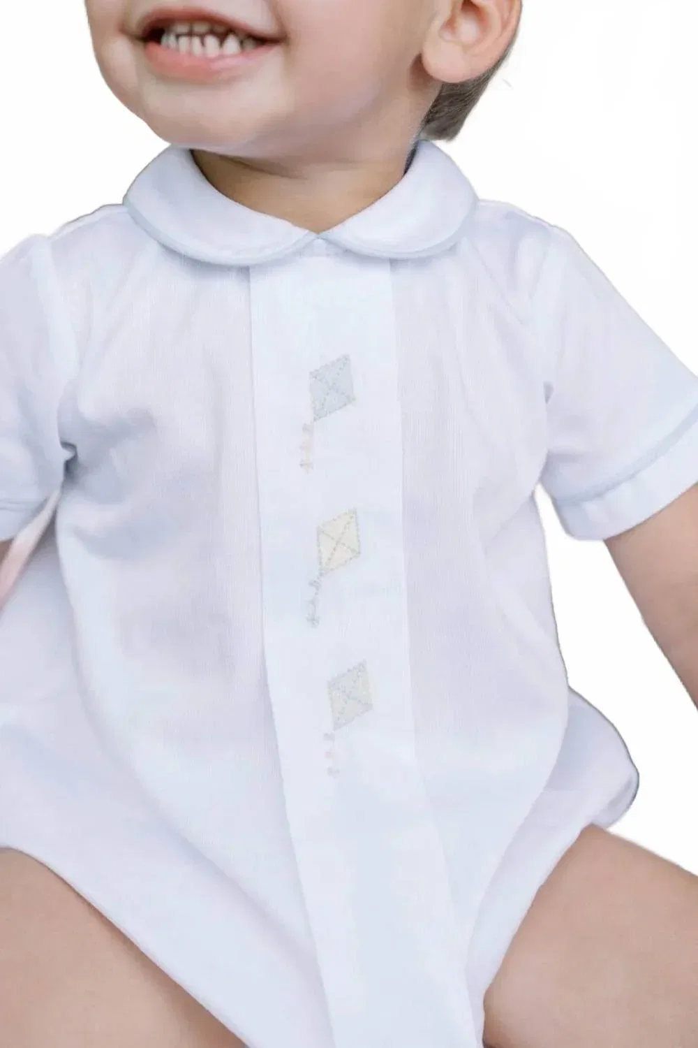 Детский боди-комбинезон с вышивкой Palmer Bubble Playsuit Lullaby Set, Classic White With Kite Embroidery — фото 2