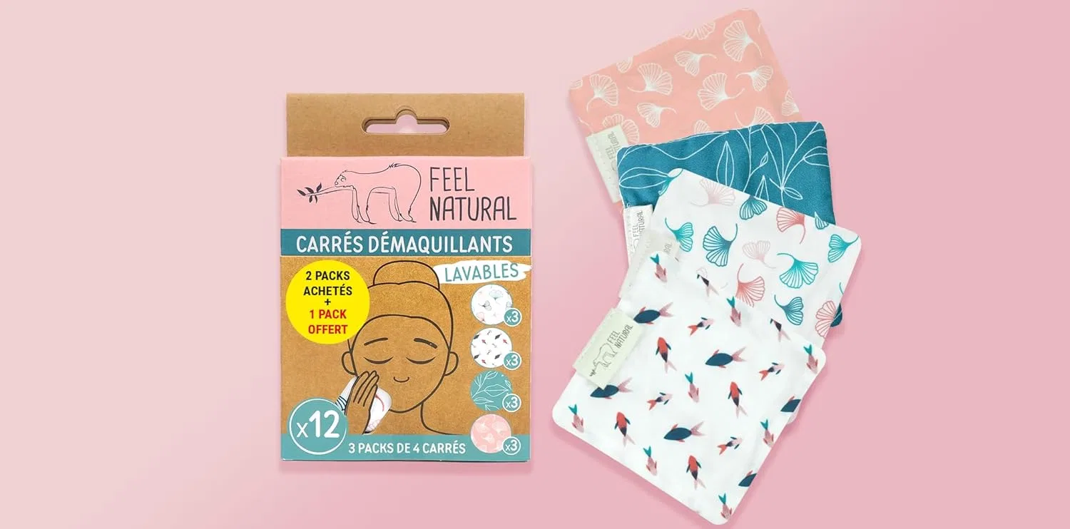 Многоразовые диски для снятия макияжа, 12 шт, Feel Natural