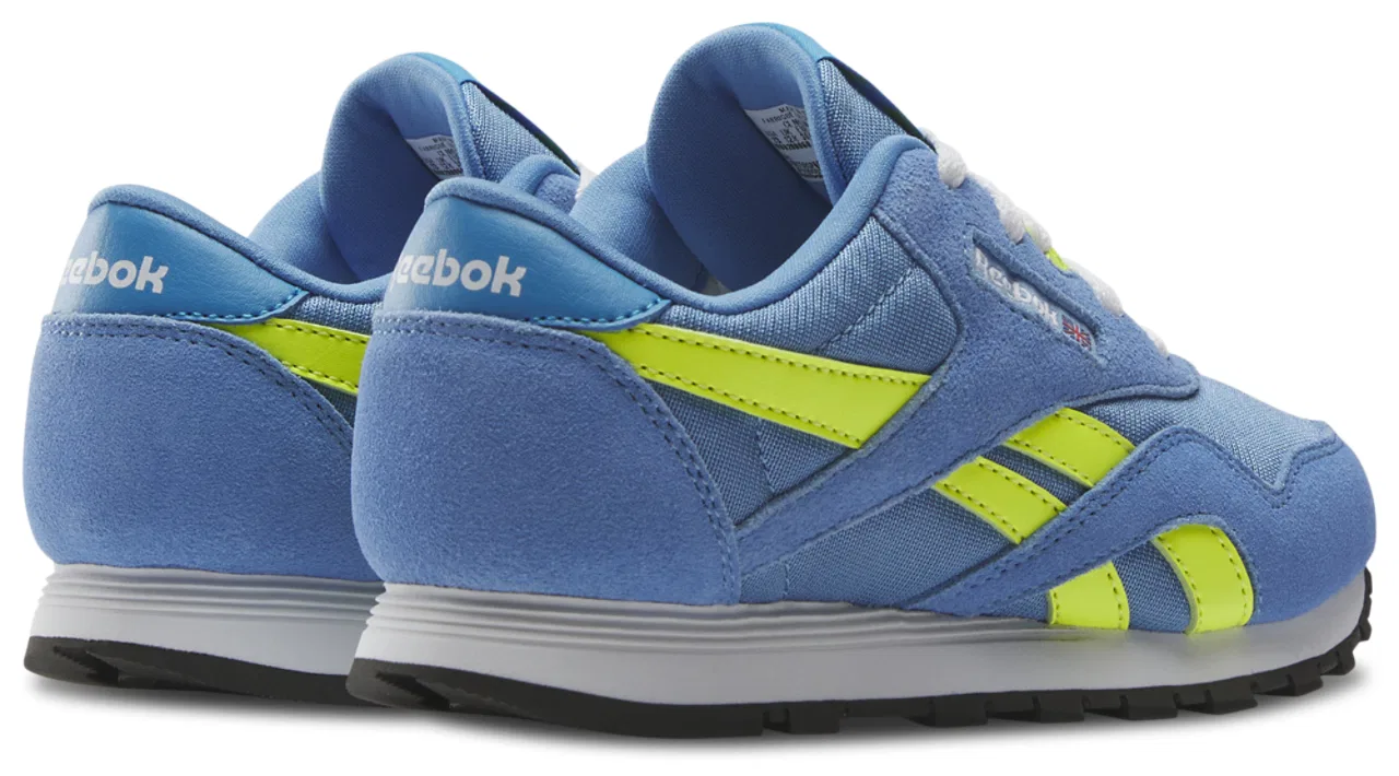 Кроссовки для девочек Classic Nylon Reebok, цвет Essential Blue/Solar Acid Yellow/Aluminum Blue — фото 3