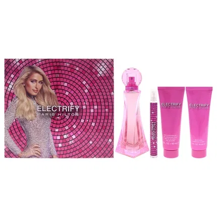 Набор парфюмерный подарочный Paris Hilton Electrify, 3.4oz EDP Spray, 0.34oz EDP Spray, 3oz Bath and Shower Gel, 3oz Body Lotion