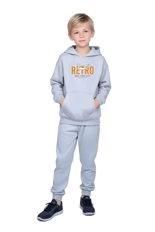 Детский спортивный комплект для мальчиков с принтом Fyk Kids, Khaki-Grey-Black — фото 3