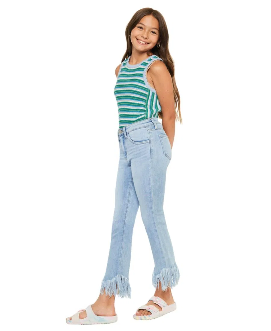 Джинсы клеш с высокой посадкой Beth High Rise Crop Bootcut KanCan, Medium Blue — фото 3