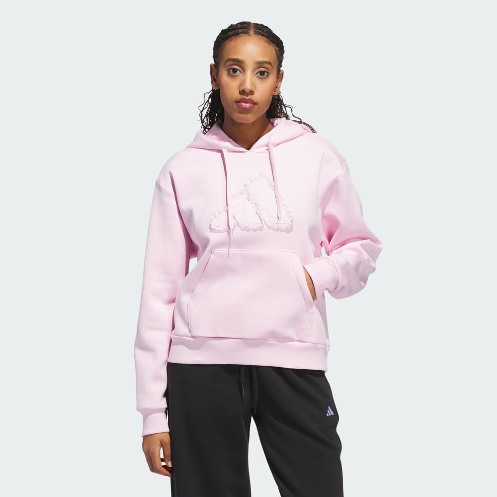 

Худи Adidas Seasonal Essentials Ruffled Big Logo Graphic Hoodie, цвет Clear Pink