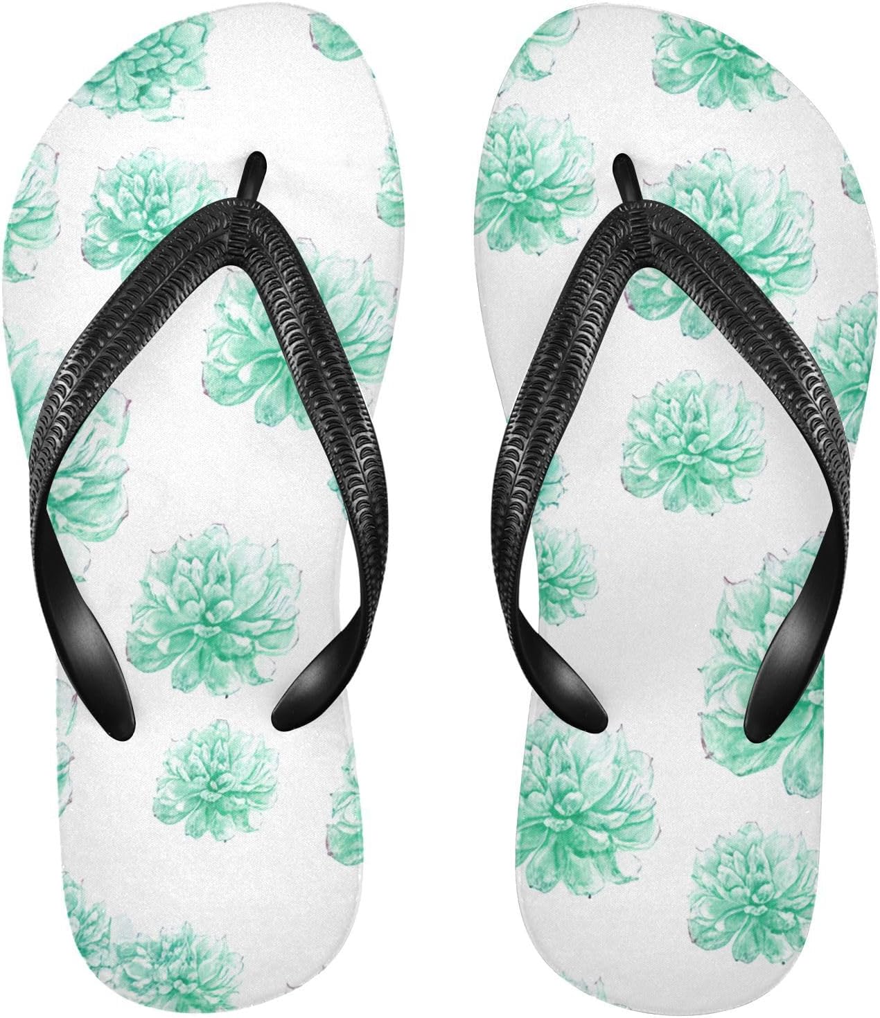 

Акварельные суккуленты, белые шлепанцы, пляжные сандалии-вьетнамки, резинескользящие летние тапочки, обувь для женщин и мужчин для прогулок Sinestour