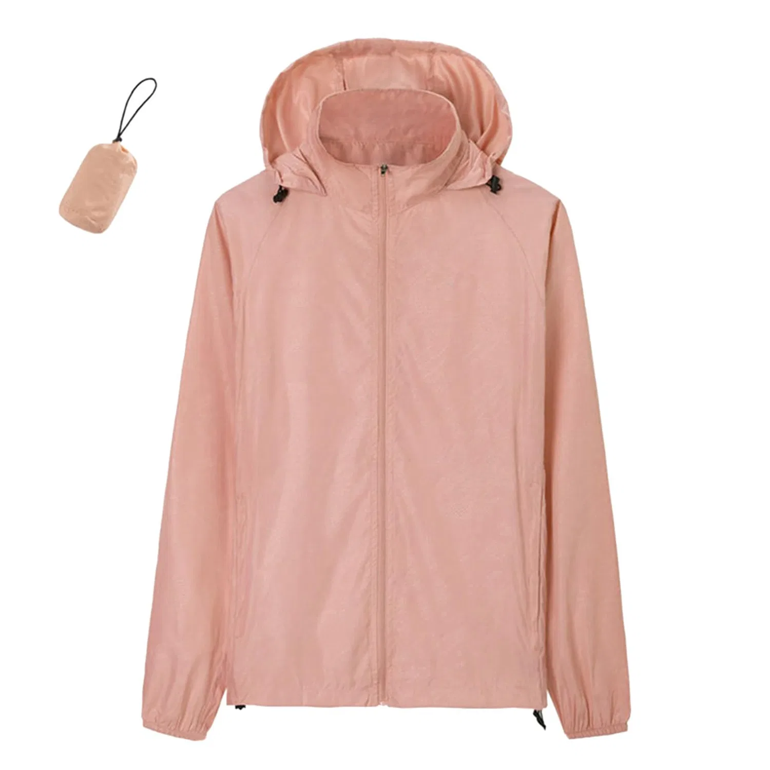Женское лёгкое плащ-дождевик с капюшоном, Light Rosa