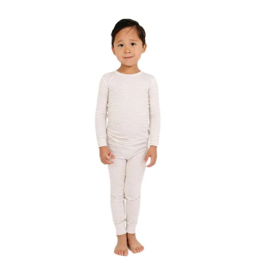 Комплект пижамы с длинным рукавом из бамбука Oatmeal Stripe Motette, Beige And White Stripe — фото 3