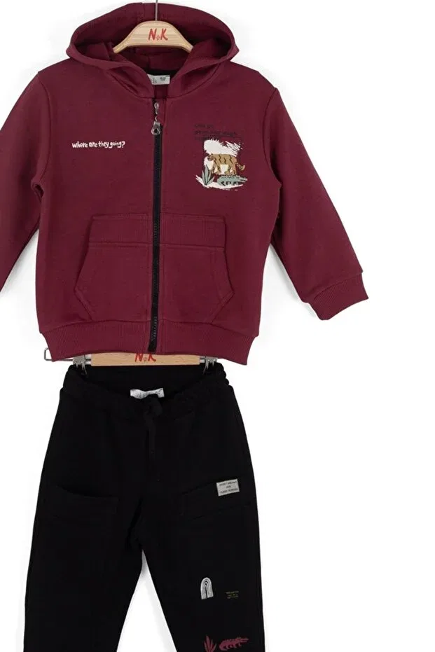 Детский комплект спортивного костюма с принтом Nk kids tracksuit set Generic Brands, Burgundy — фото 3
