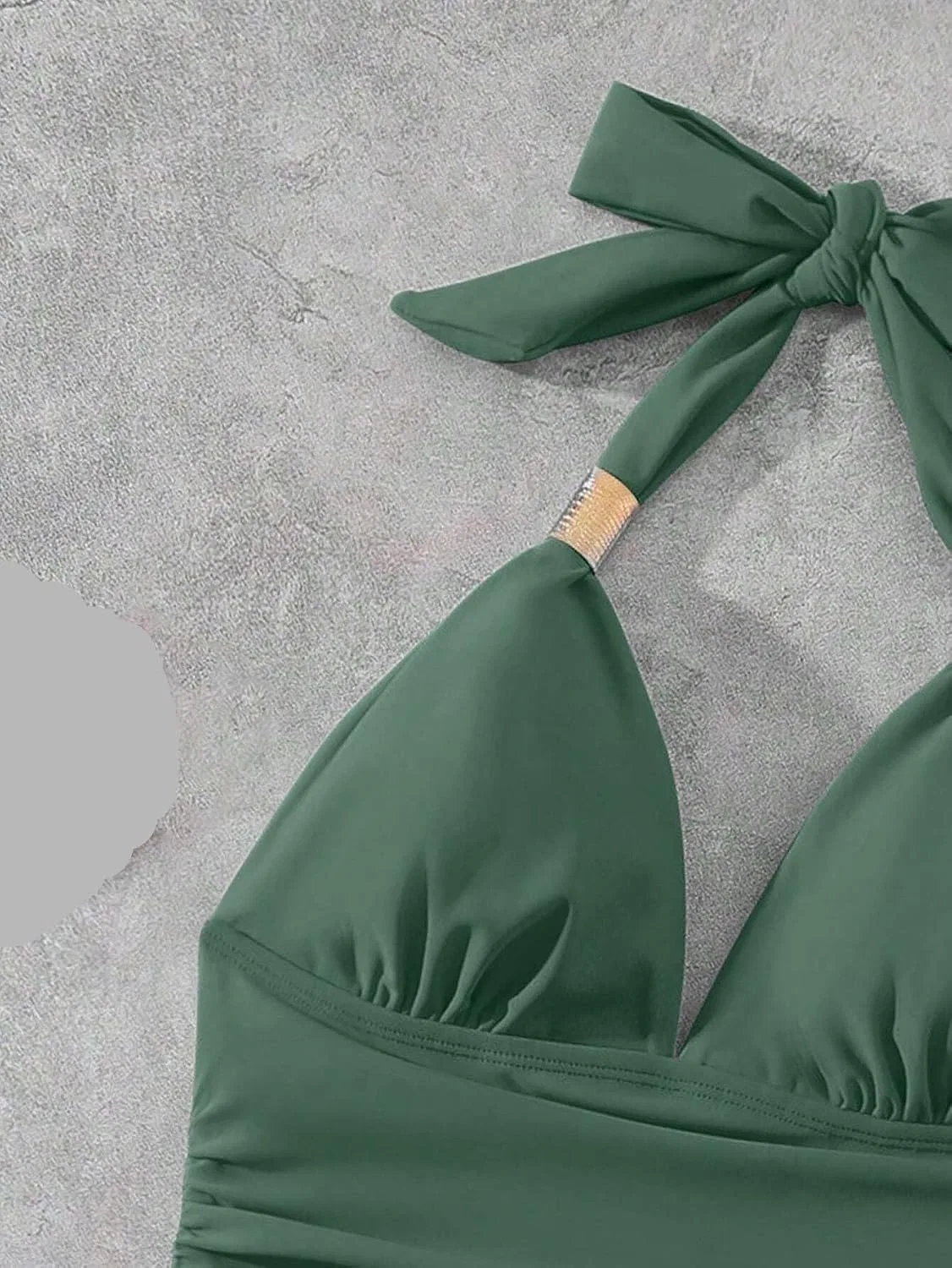 Женский слитный купальник монокини с завязками на спине, Green — фото 4