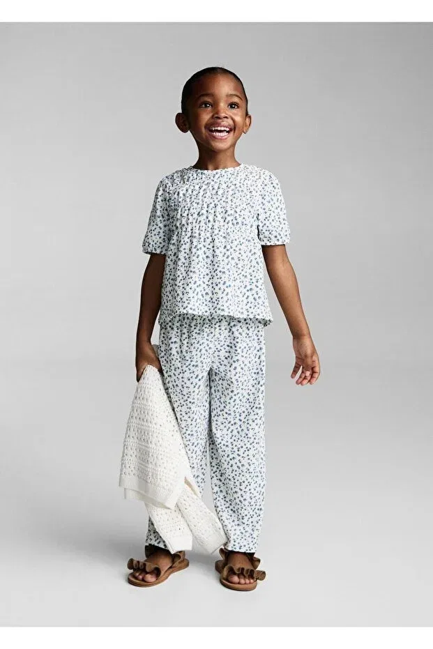 Детская футболка с цветочным принтом Mango Baby, Off White — фото 2