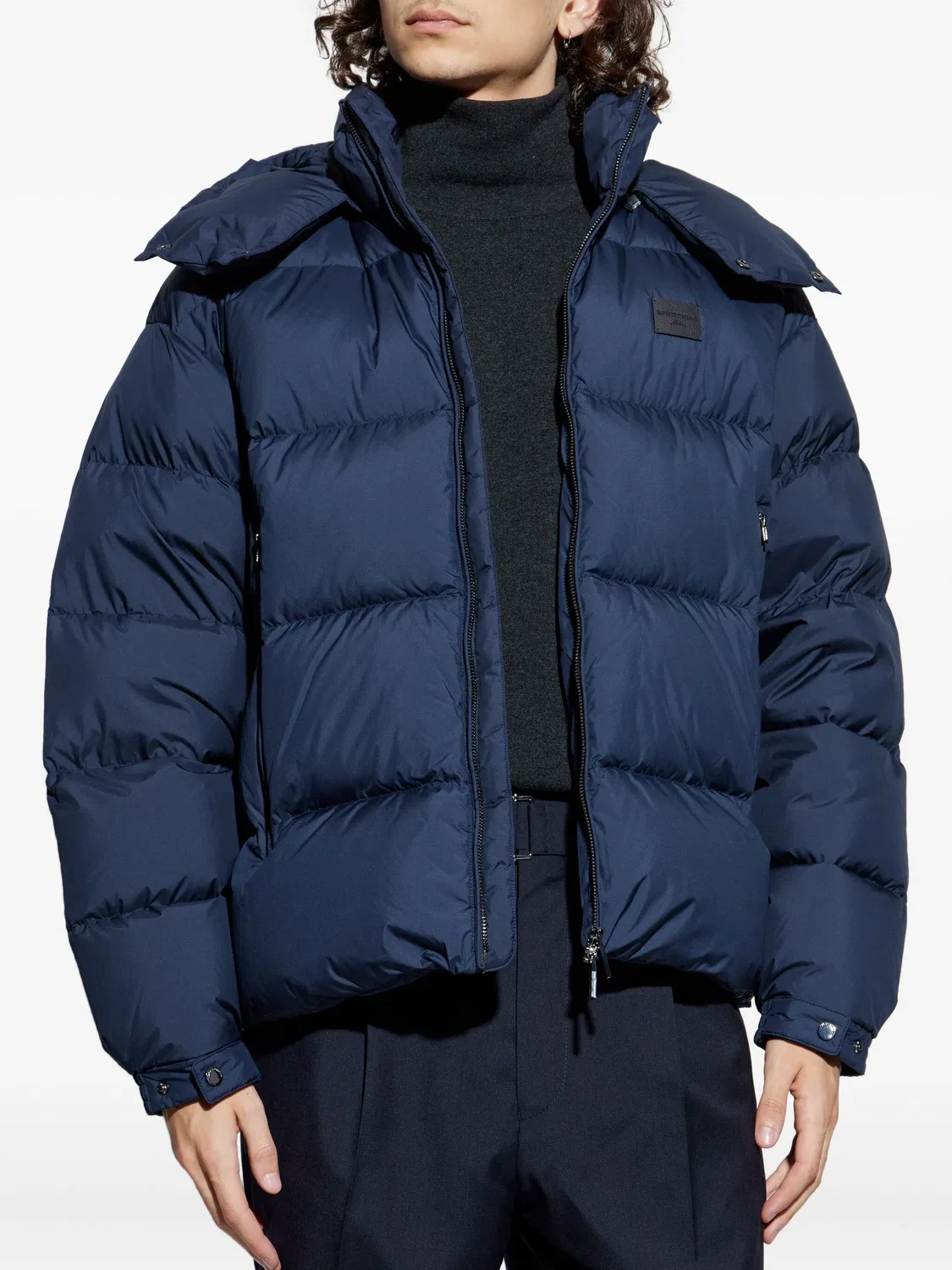 Куртка из стеганой ткани темно-синего цвета Emporio Armani, темно-синий — фото 2