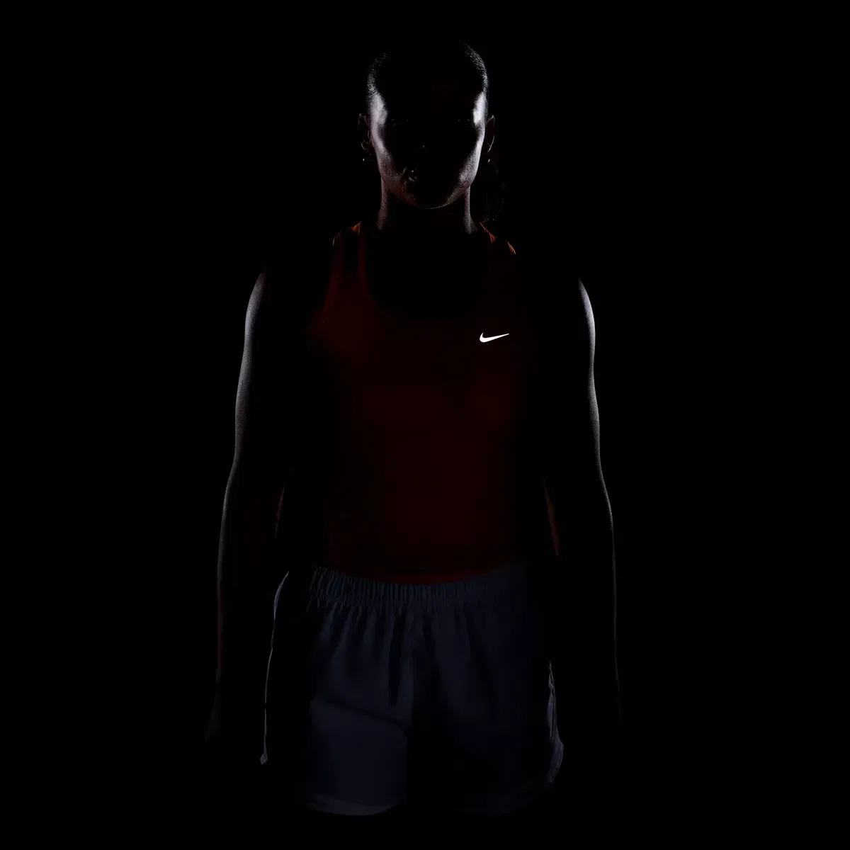 Женский топ с открытыми плечами Tempo DF Crop Mesh Tank Nike, Оранжевый — фото 4