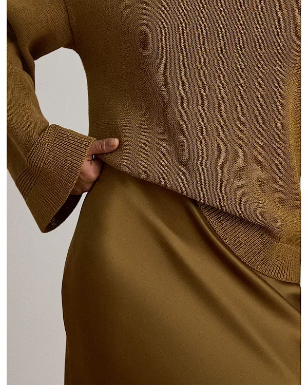Женская юбка-макси из сатина Шармез Ralph Lauren, Bronze — фото 4