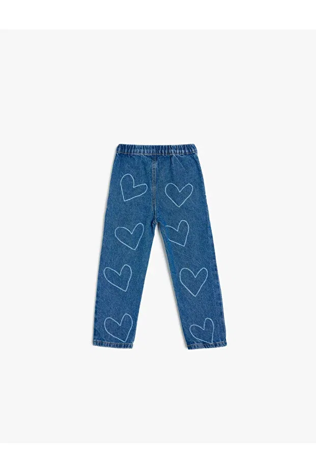 Детские джинсы для девочек прямые с принтом Koton, Dark Indigo — фото 2