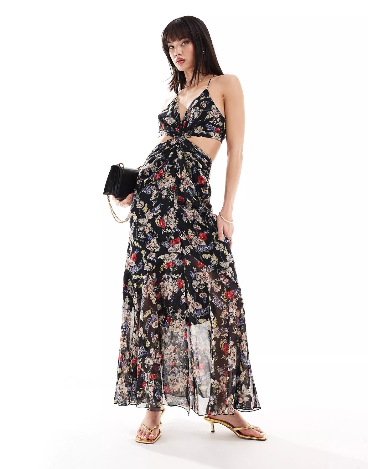 

Платье макси Asos Design Soft With Cutout, черный