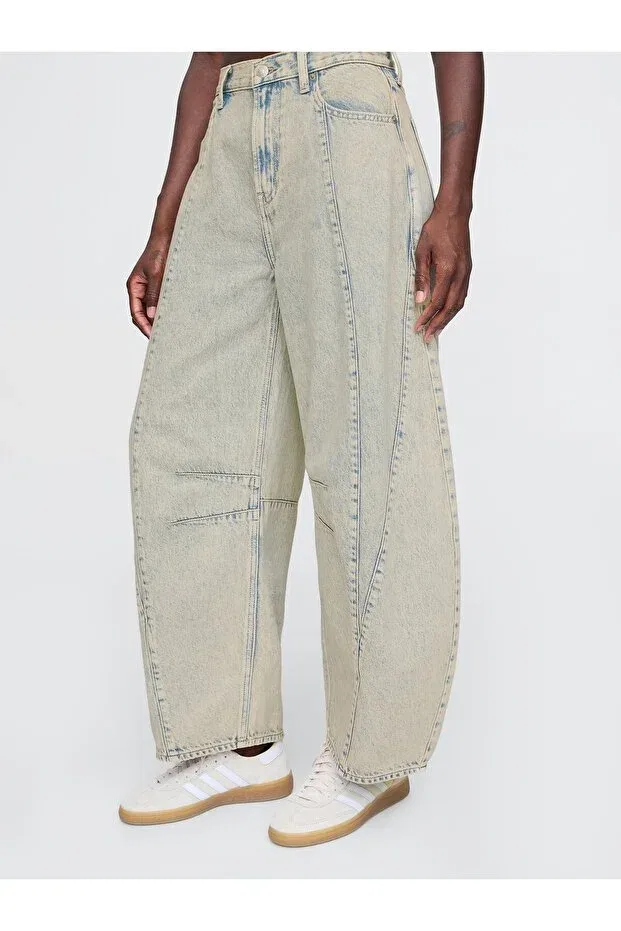 Женские джинсы с высокой посадкой Horseshoe Jean Trousers Gap, Beige — фото 2
